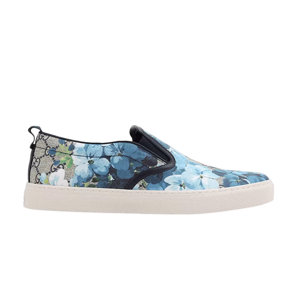 Gucci GG Supreme Canvas Slip-On Blue Floral