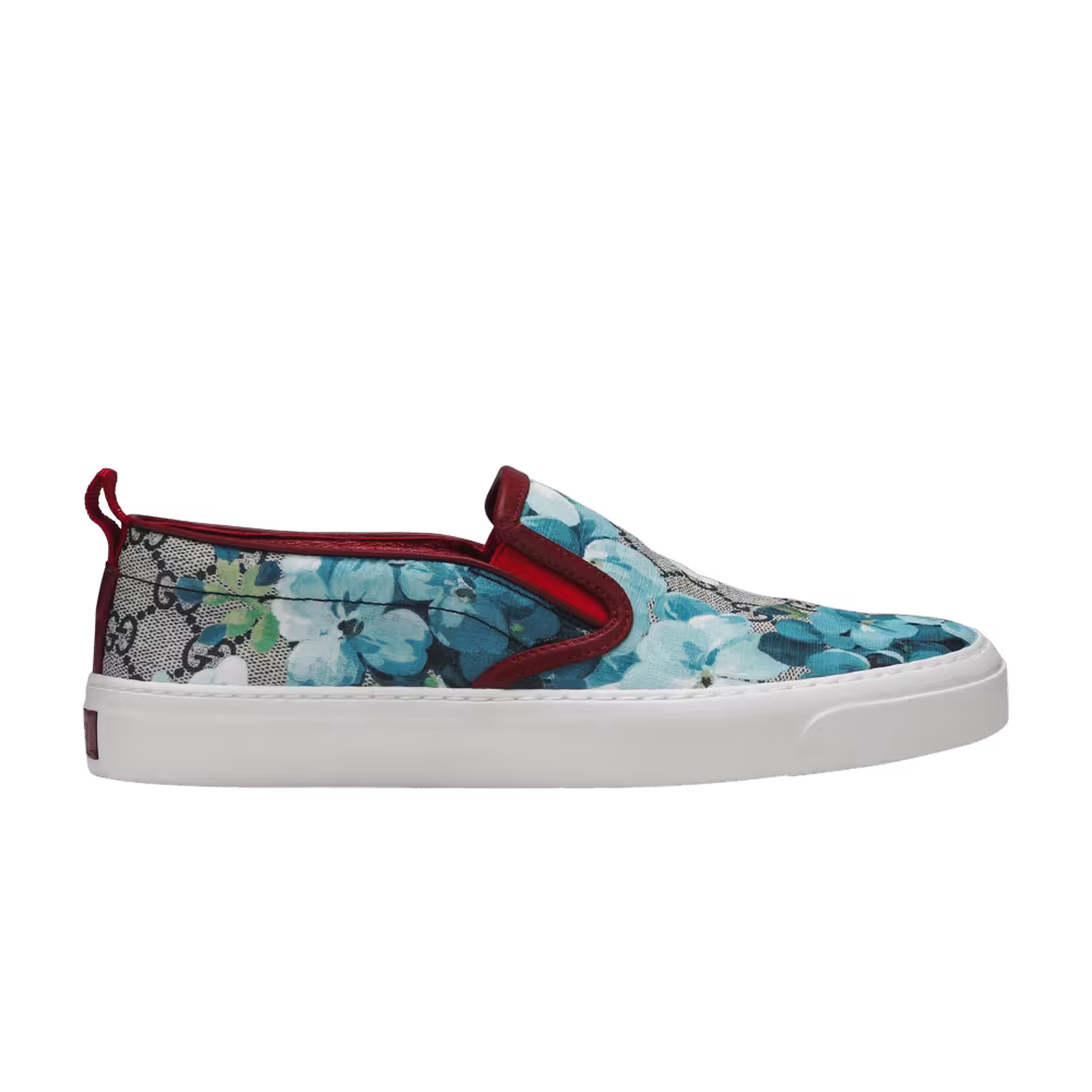 Gucci Women's GG Supreme Canvas Slip-On Blue Floral