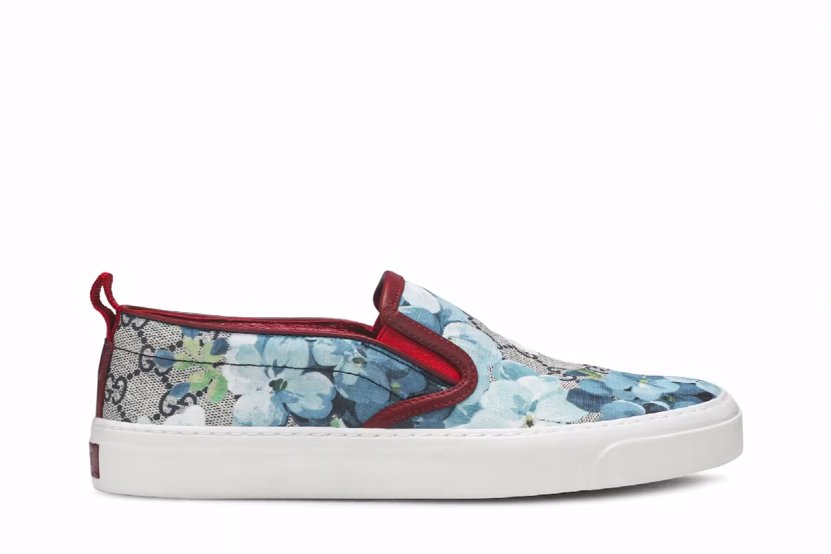 Gucci Women's GG Supreme Canvas Slip-On Blue Floral, view 2