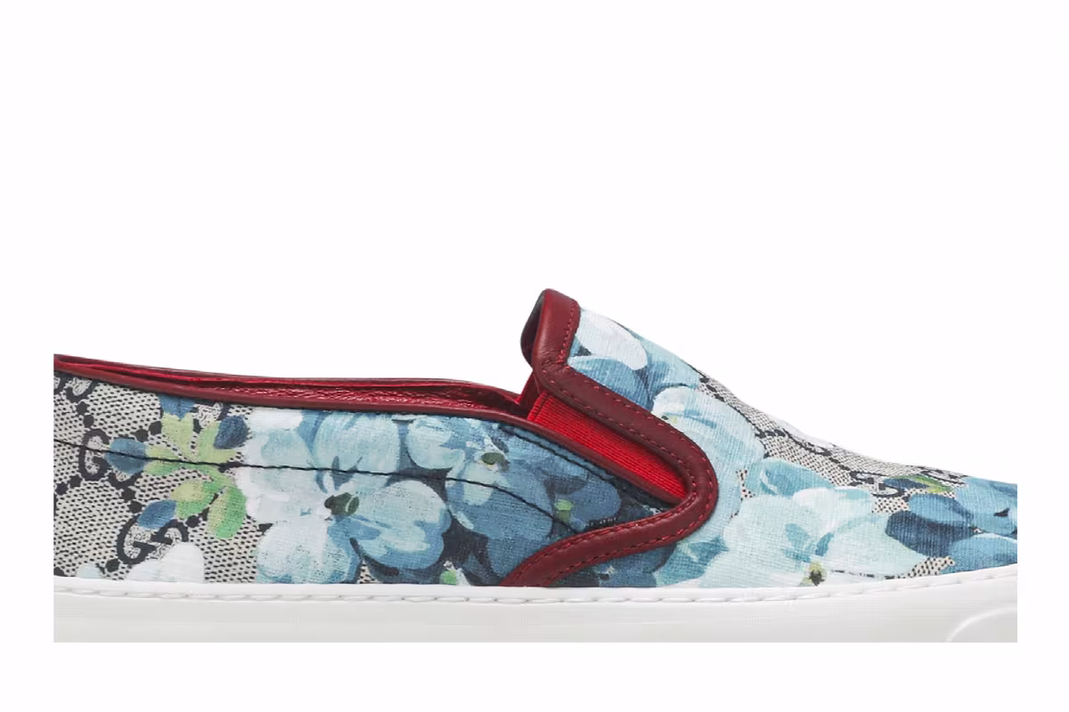 Gucci Women's GG Supreme Canvas Slip-On Blue Floral, view 3