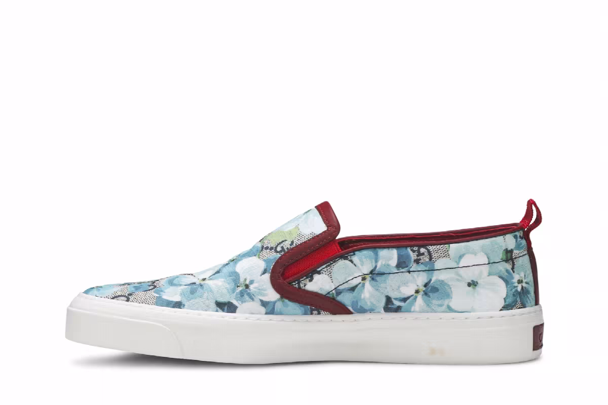 Gucci Women's GG Supreme Canvas Slip-On Blue Floral, view 4