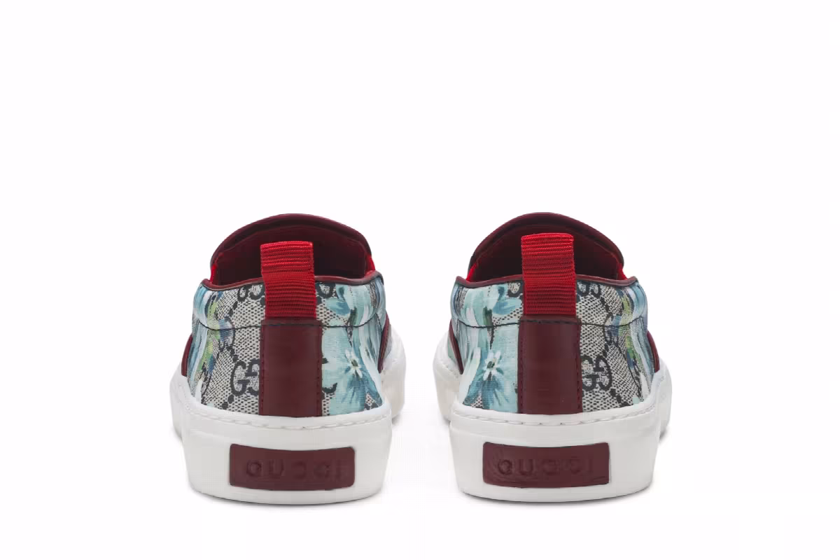 Gucci Women's GG Supreme Canvas Slip-On Blue Floral, view 7