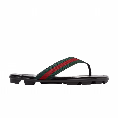 Gucci Leather Web Thong 'Black'