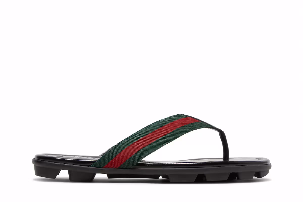 Gucci Leather Web Thong Black, view 2
