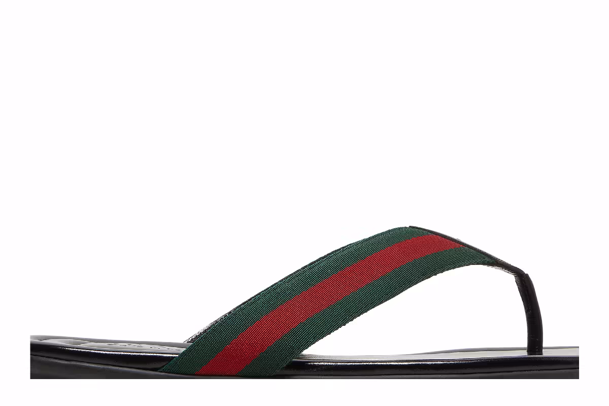 Gucci Leather Web Thong Black, view 3
