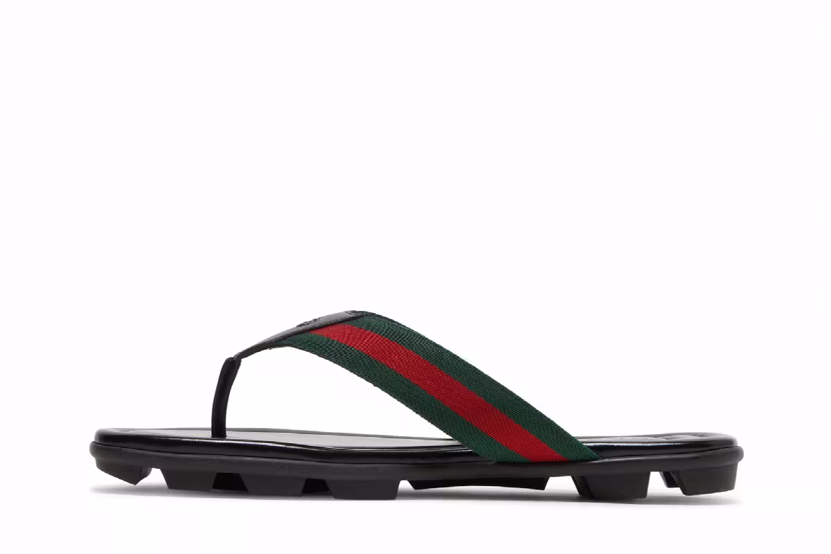 Gucci Leather Web Thong Black, view 4