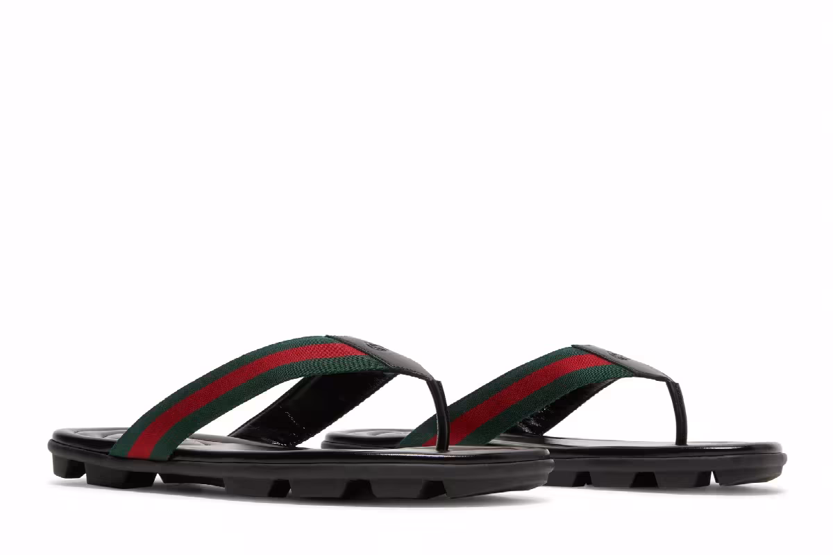 Gucci Leather Web Thong Black, view 9