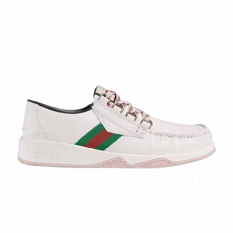 Gucci Leather Web Lace Up Low 'White'