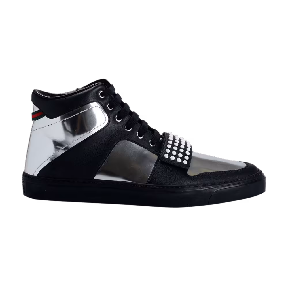 Gucci Metallic Leather High Black Silver