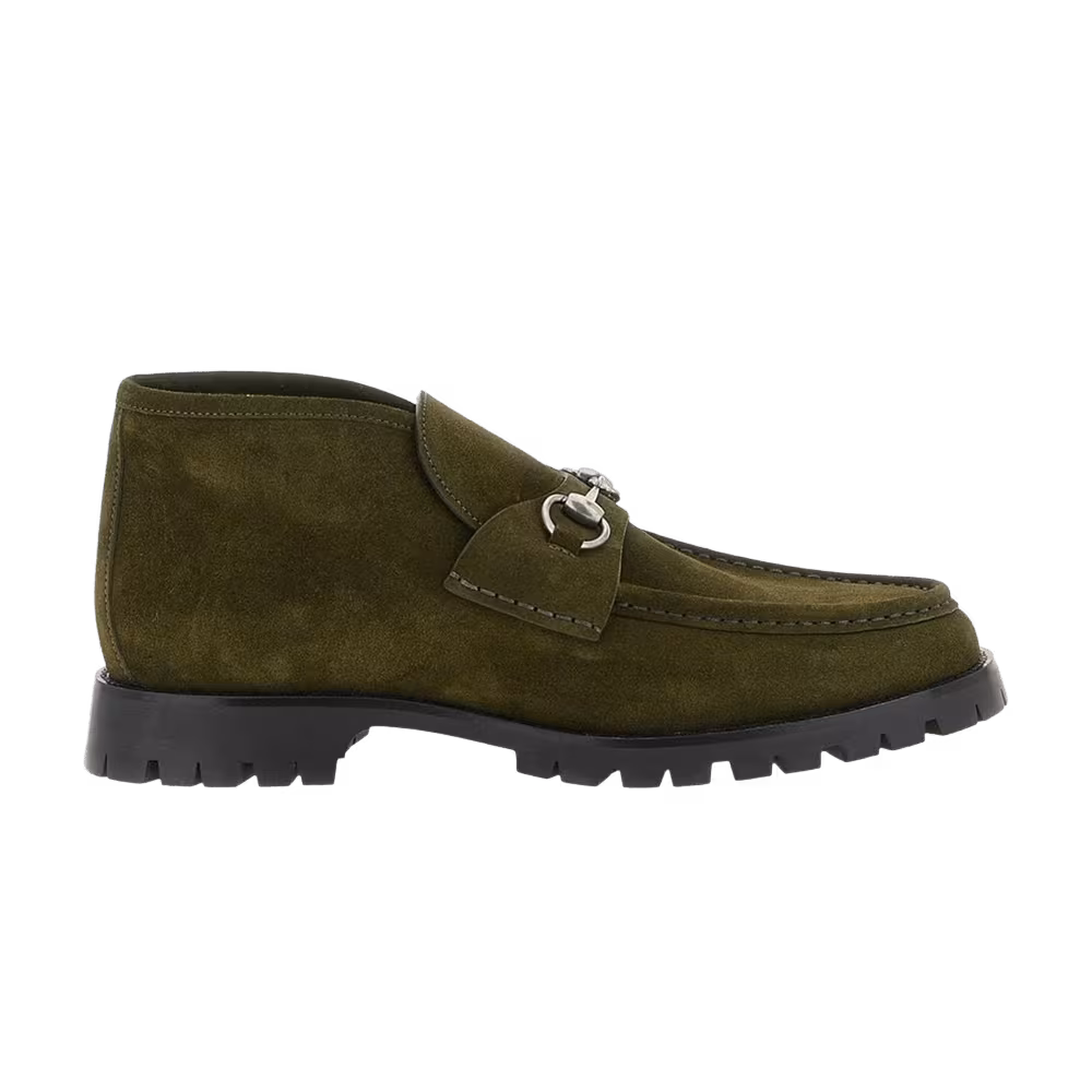 Gucci Ankle Boot With Horsebit Green Suede