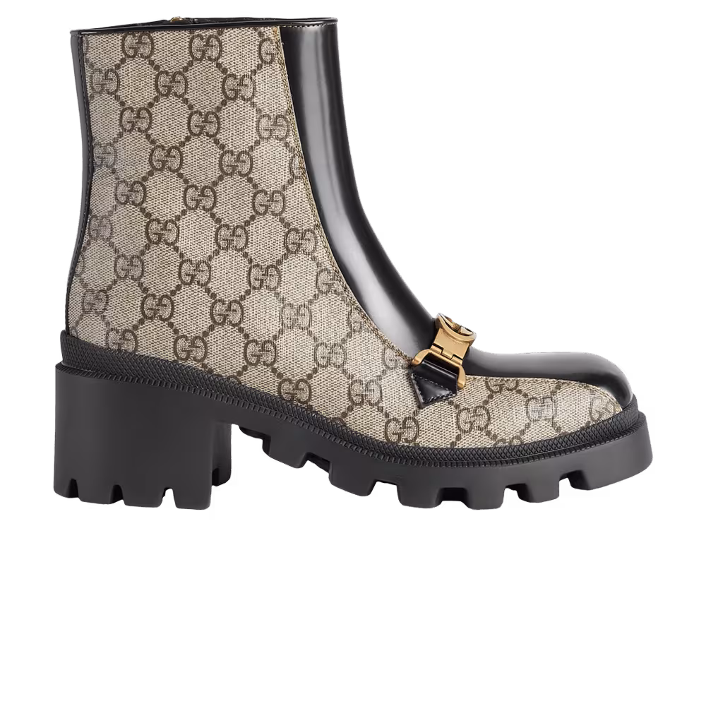 Gucci Women's GG Supreme Ankle Boot Dark Beige