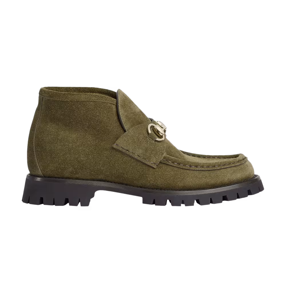 Gucci Women's Horsebit Ankle Boot Dark Green