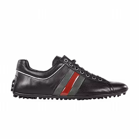 Gucci Lace Up Driver Leather Web 'Black'