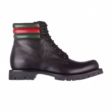 Gucci Lace Up Leather Boot 'Black'