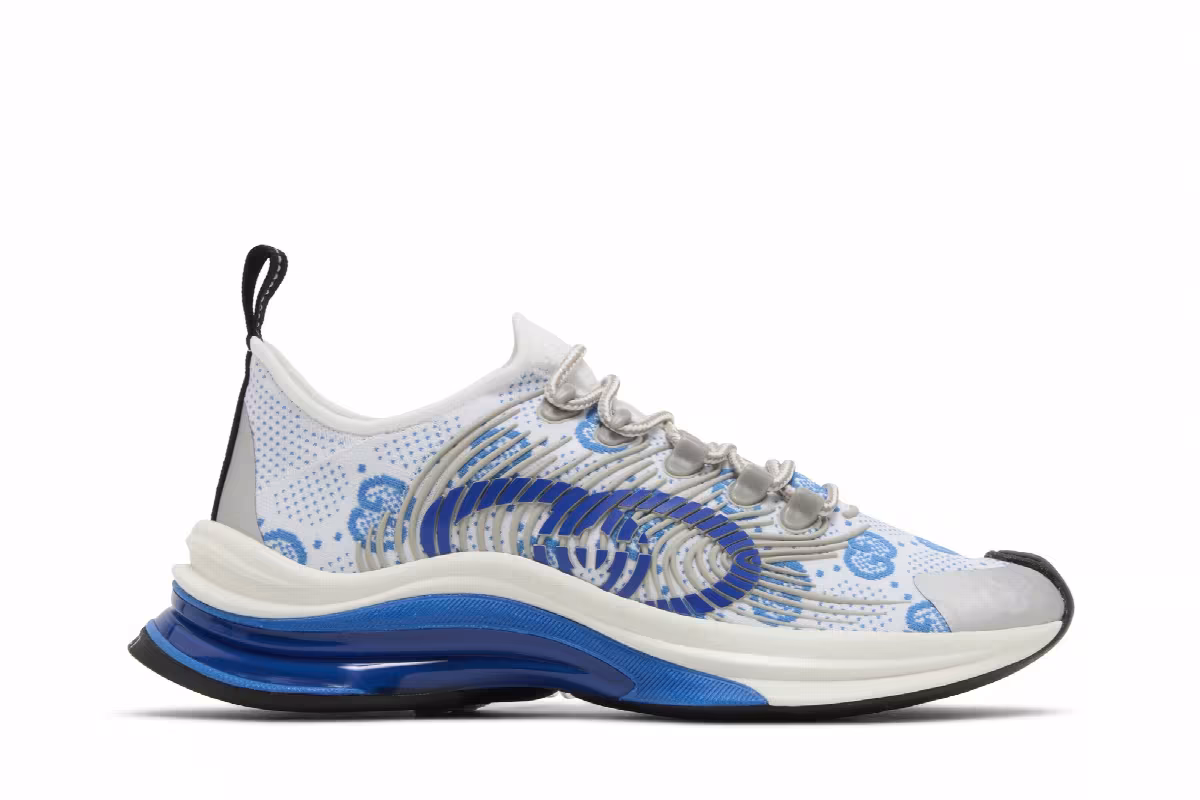 Gucci Women's Run Sneaker White Blue, view 2