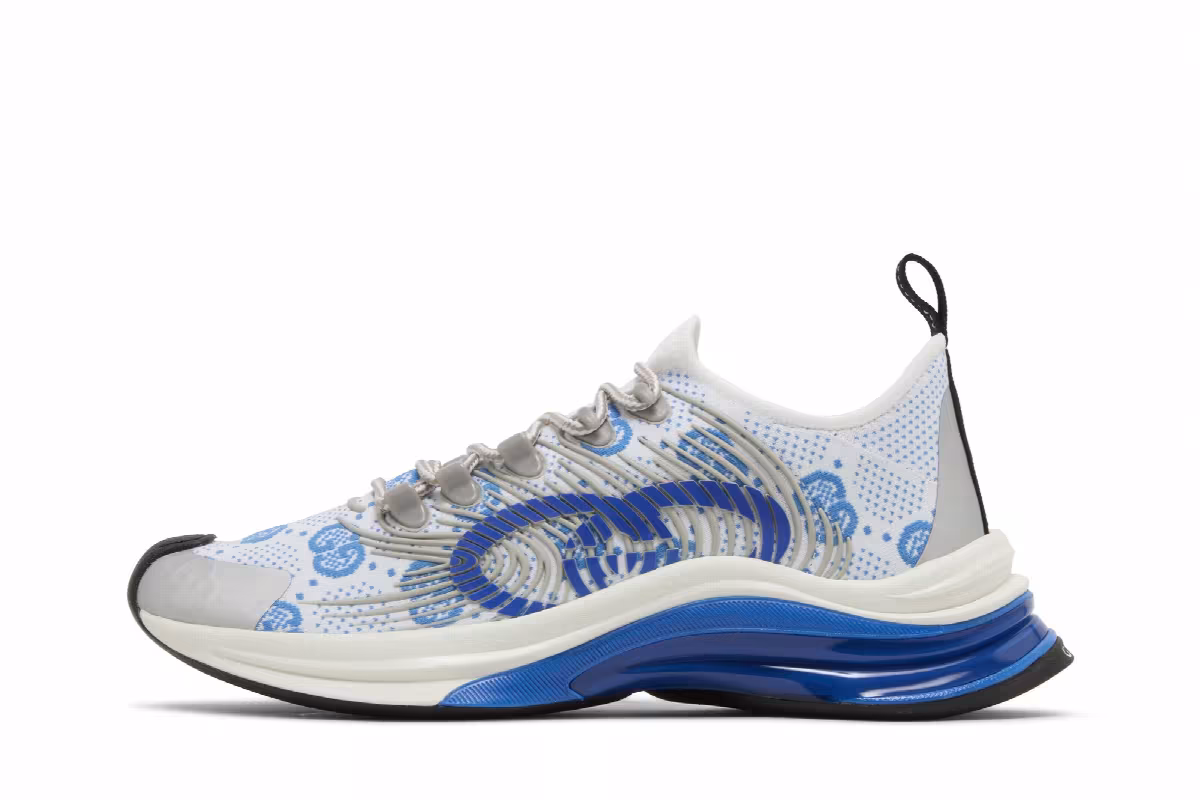 Gucci Women's Run Sneaker White Blue, view 4