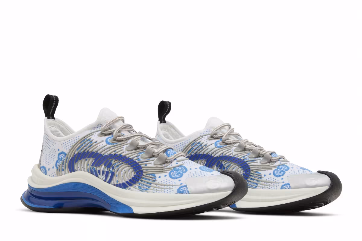 Gucci Women's Run Sneaker White Blue, view 9