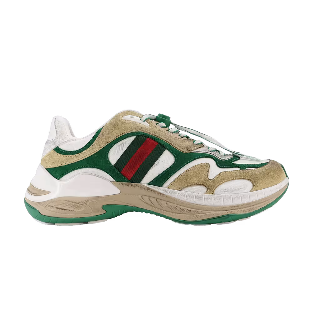 Gucci Suede Sneaker Web White Yellow