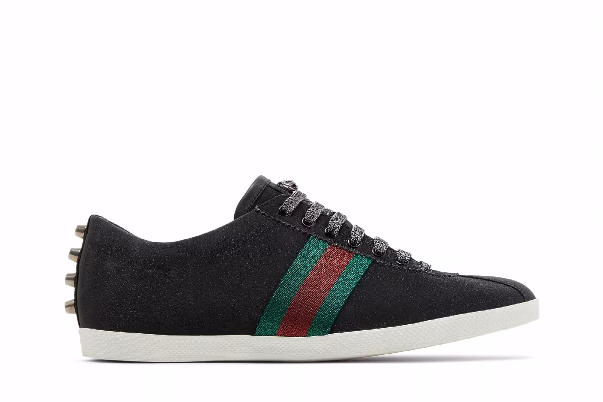 Gucci Glitter Web Stud Low Black, view 2
