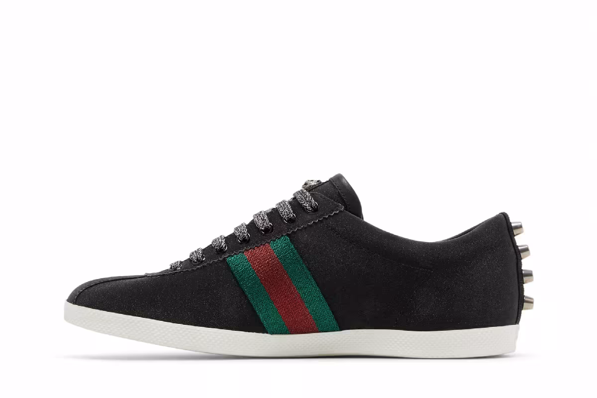 Gucci Glitter Web Stud Low Black, view 4