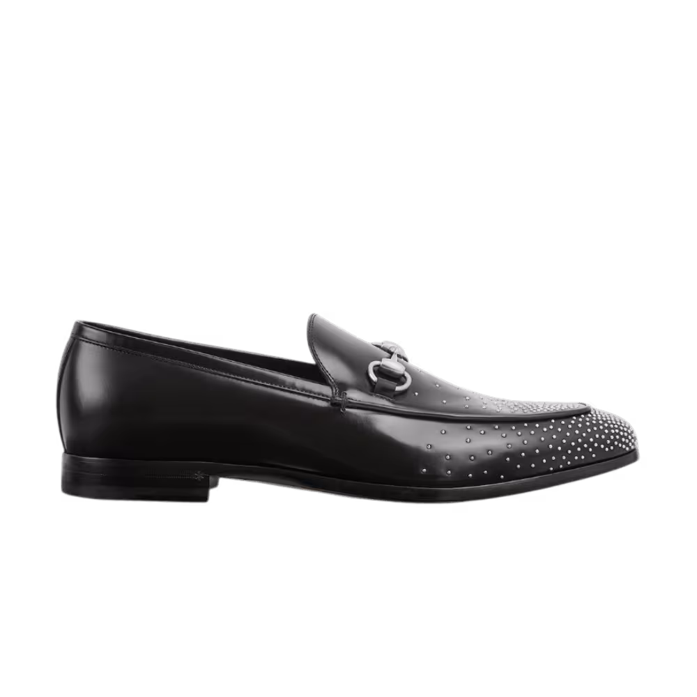 Gucci Horsebit Studded Leather Loafers Black
