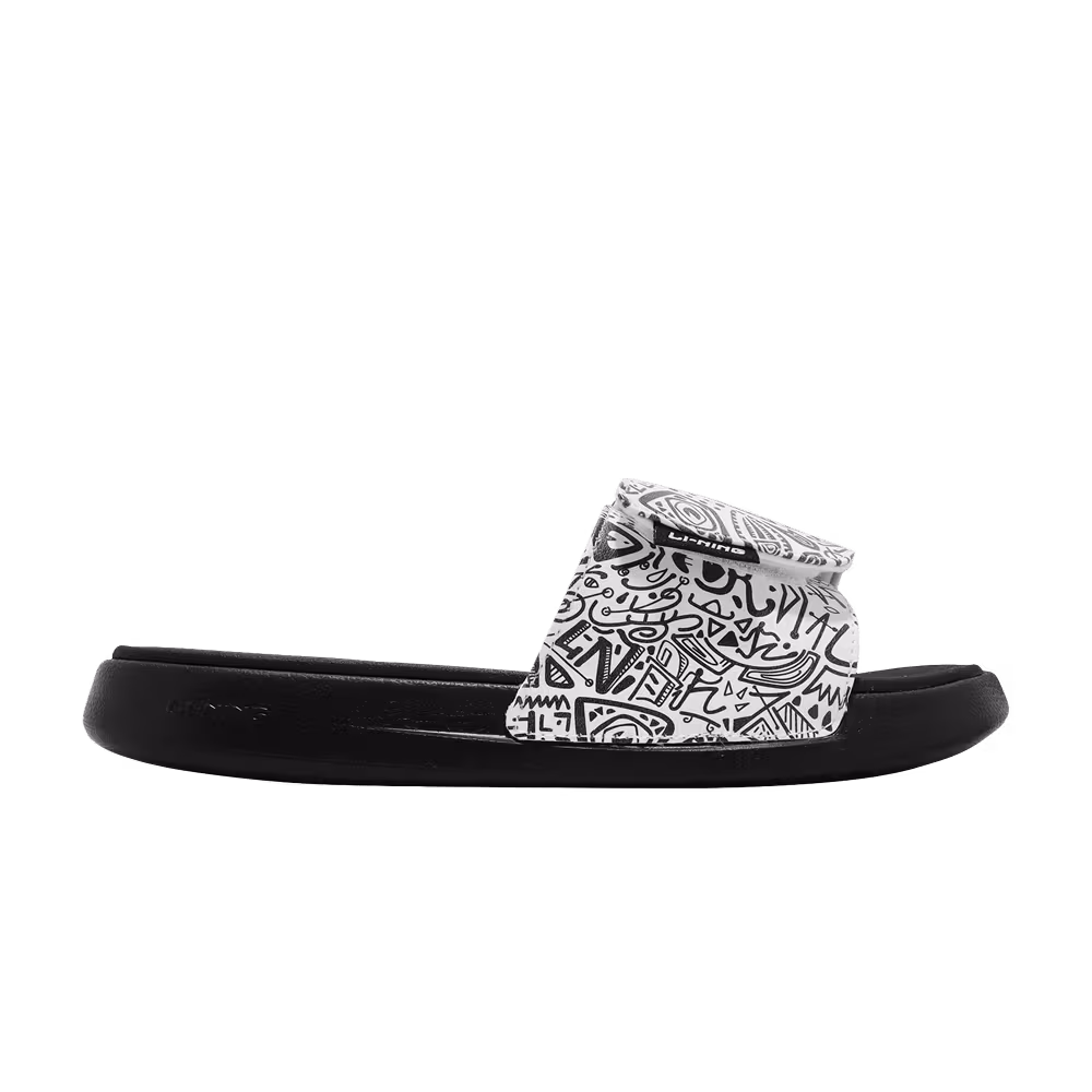 Li-Ning LN Slipper White Black Graffiti
