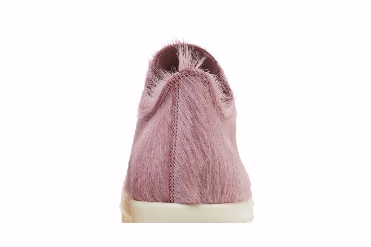 Rick Owens Women's Lido Runway Low Sneaker Dusty Pink Cow Fur, view 8