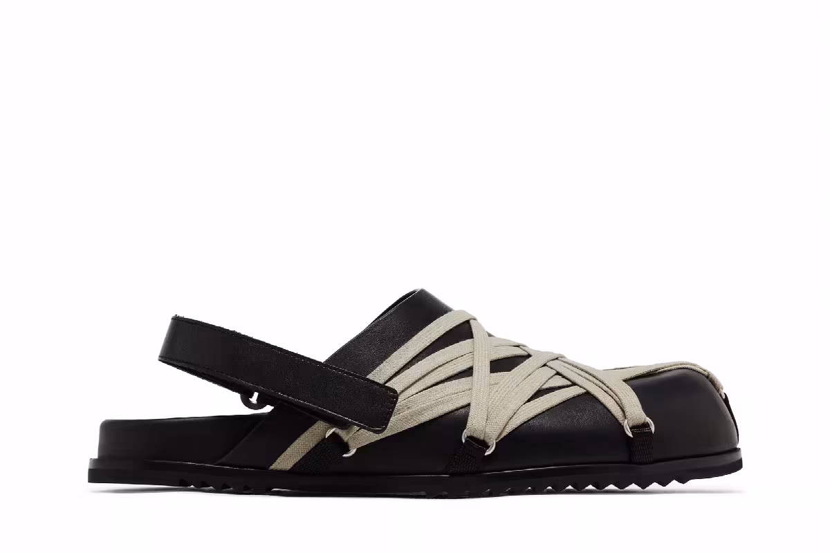 Rick Owens Hollywood Megalaced Mule Granola Black, view 2