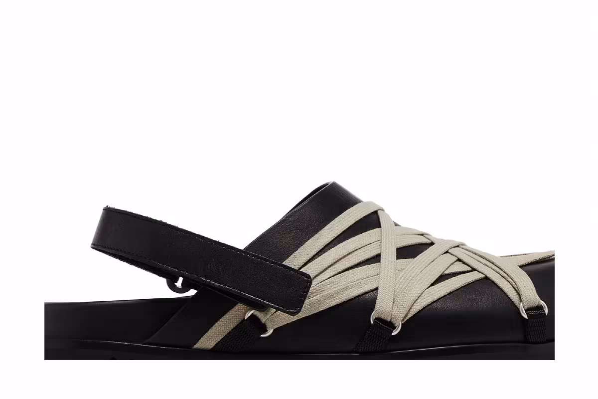 Rick Owens Hollywood Megalaced Mule Granola Black, view 3