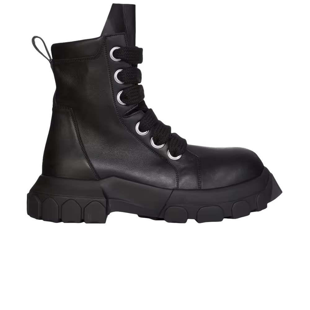 Rick Owens Lido Jumbo Laced Bozo Tractor High Black Silver Eyelets