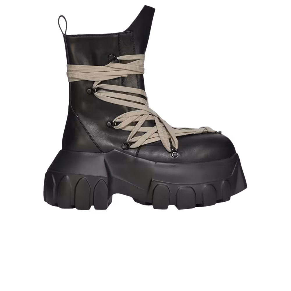 Rick Owens Women's Hollywood Megalace Mega Tractor Boot Black