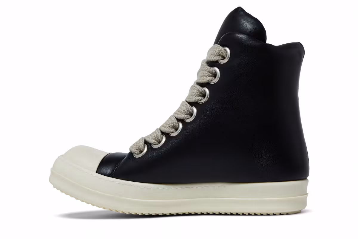 Rick Owens Luxor Jumbo Lace Padded Sneaker Black Milk, view 4