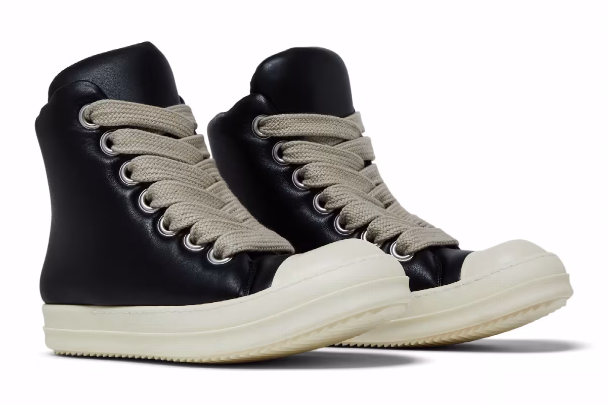 Rick Owens Luxor Jumbo Lace Padded Sneaker Black Milk, view 9