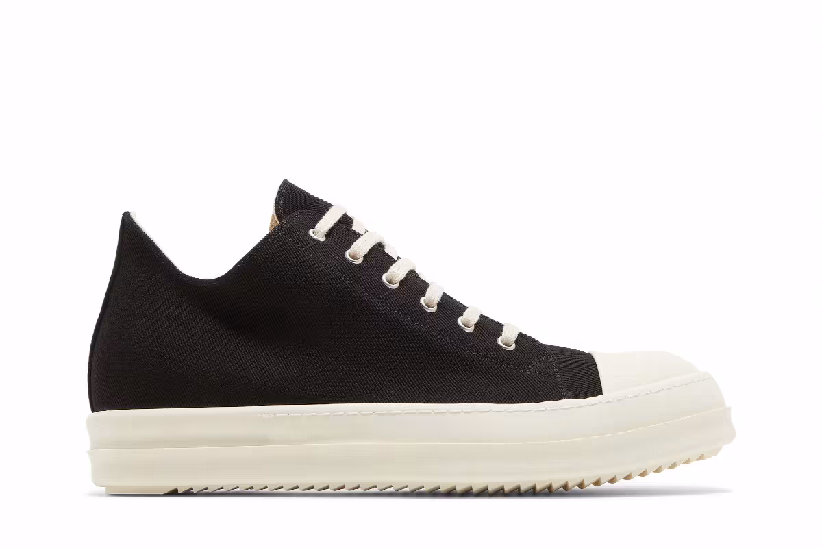 Rick Owens DRKSHDW Strobe Cotton Denim Low Black Milk, view 2