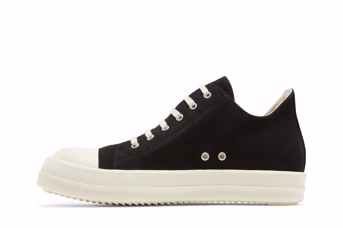 Rick Owens DRKSHDW Strobe Cotton Denim Low Black Milk, view 4