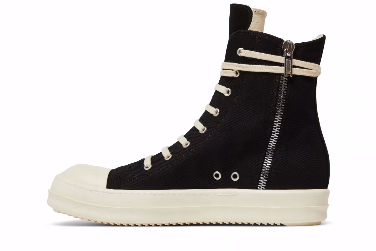 Rick Owens DRKSHDW Strobe Cotton Denim High Black Milk, view 4
