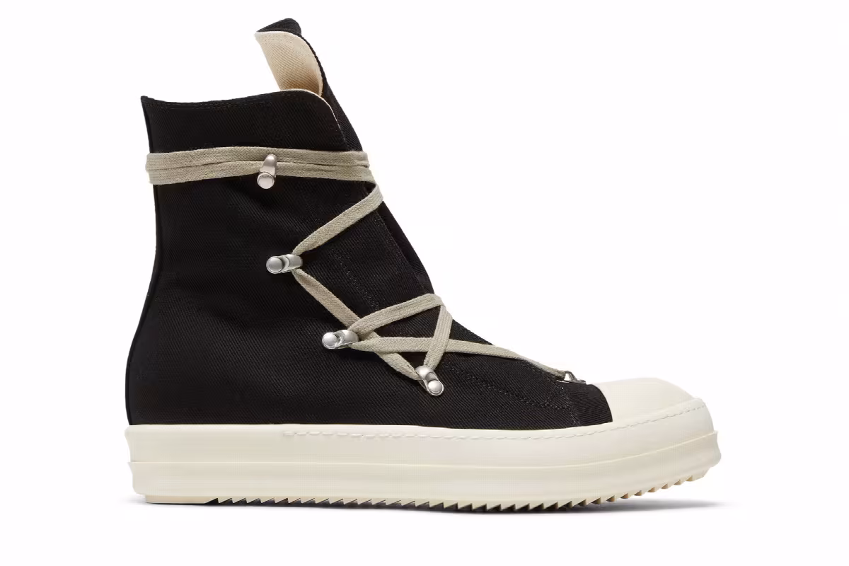 Rick Owens DRKSHDW Strobe Cotton Denim Hexa High Black Milk, view 2