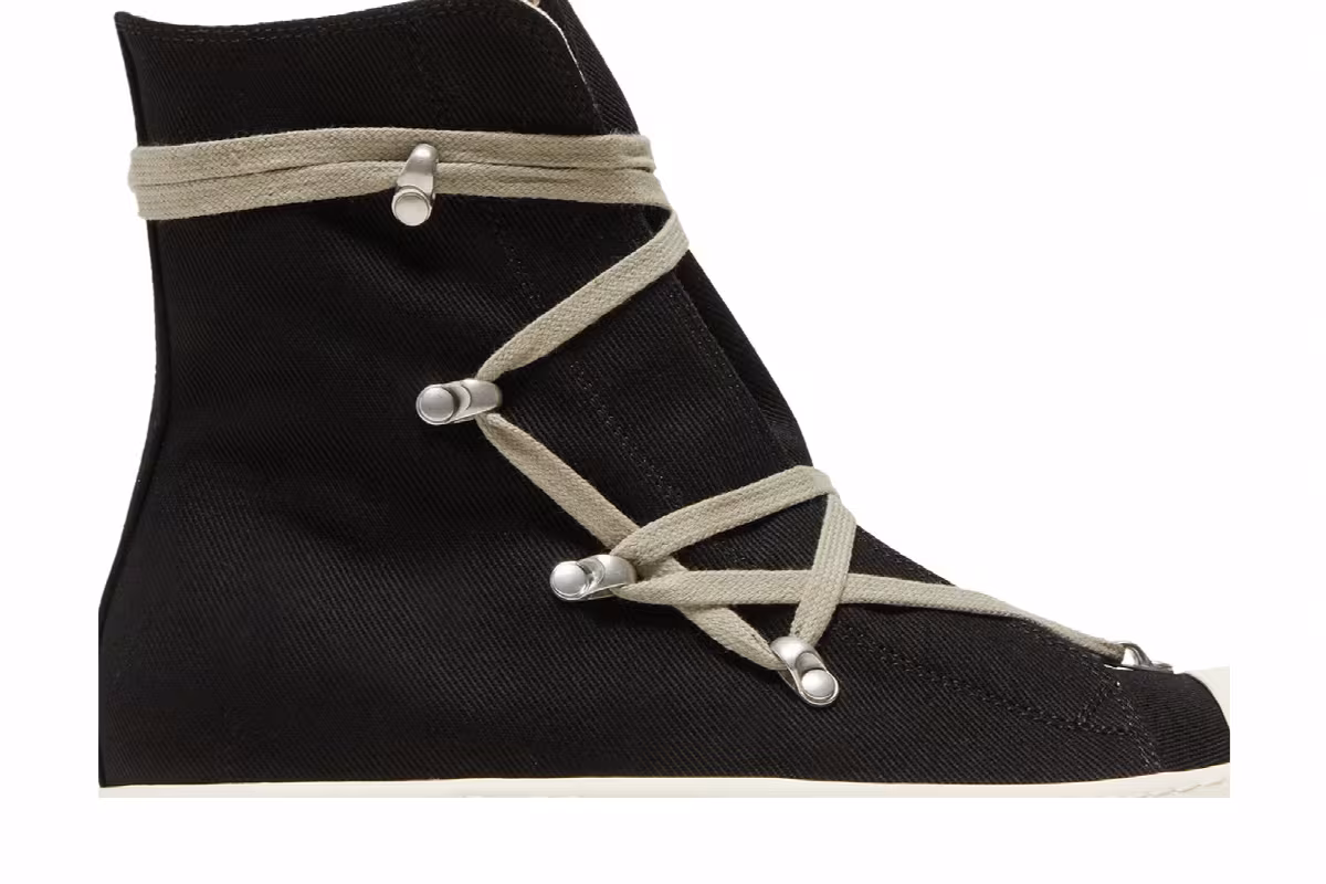 Rick Owens DRKSHDW Strobe Cotton Denim Hexa High Black Milk, view 3