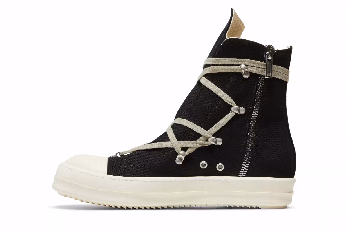 Rick Owens DRKSHDW Strobe Cotton Denim Hexa High Black Milk, view 4