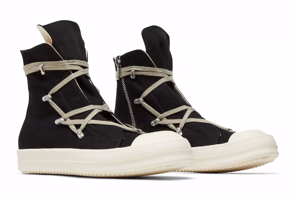 Rick Owens DRKSHDW Strobe Cotton Denim Hexa High Black Milk, view 9