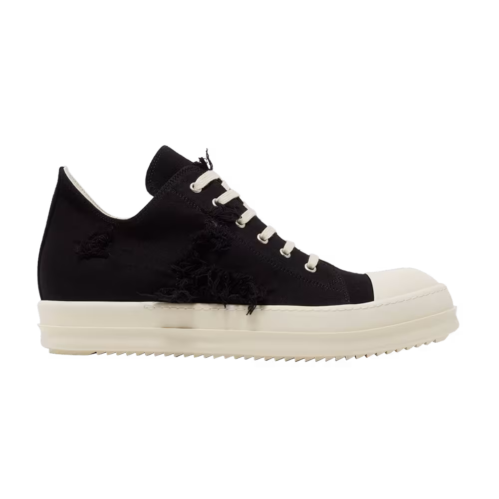Rick Owens DRKSHDW Strobe Cotton Denim Slashed Low Black Milk