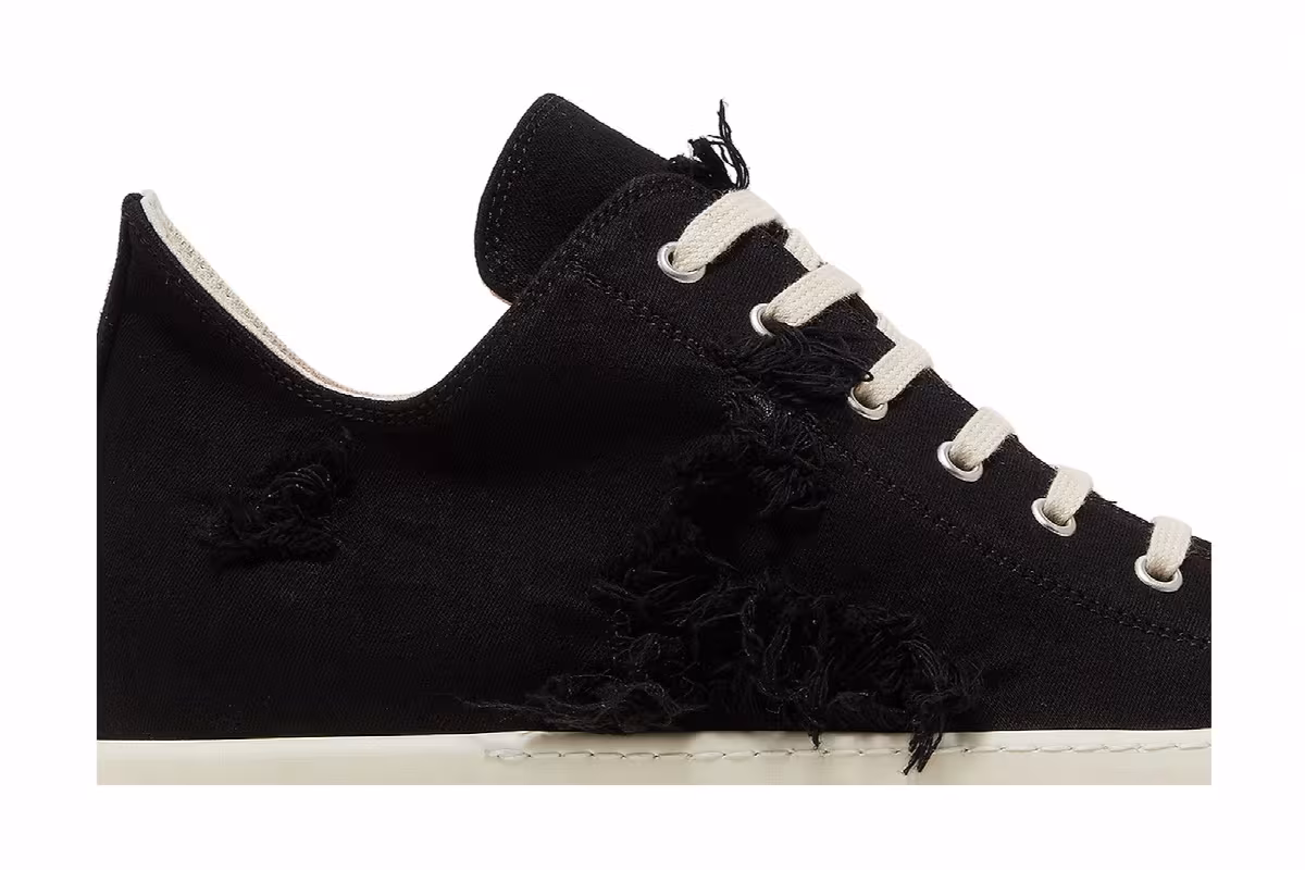 Rick Owens DRKSHDW Strobe Cotton Denim Slashed Low Black Milk, view 3