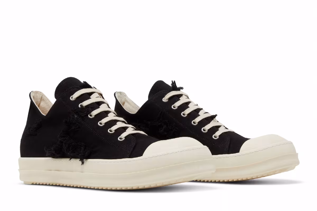 Rick Owens DRKSHDW Strobe Cotton Denim Slashed Low Black Milk, view 9