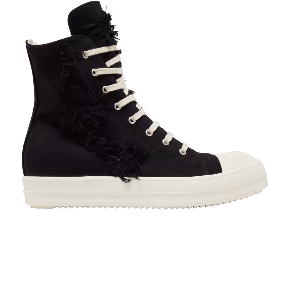 Rick Owens DRKSHDW Strobe Cotton Denim Slashed High Black Milk