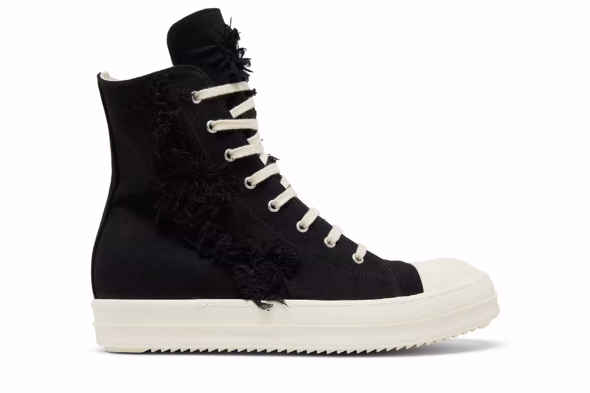 Rick Owens DRKSHDW Strobe Cotton Denim Slashed High Black Milk, view 2