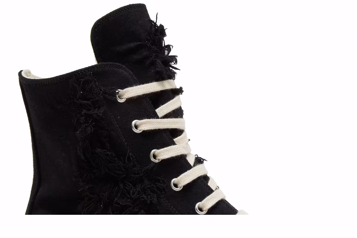 Rick Owens DRKSHDW Strobe Cotton Denim Slashed High Black Milk, view 3