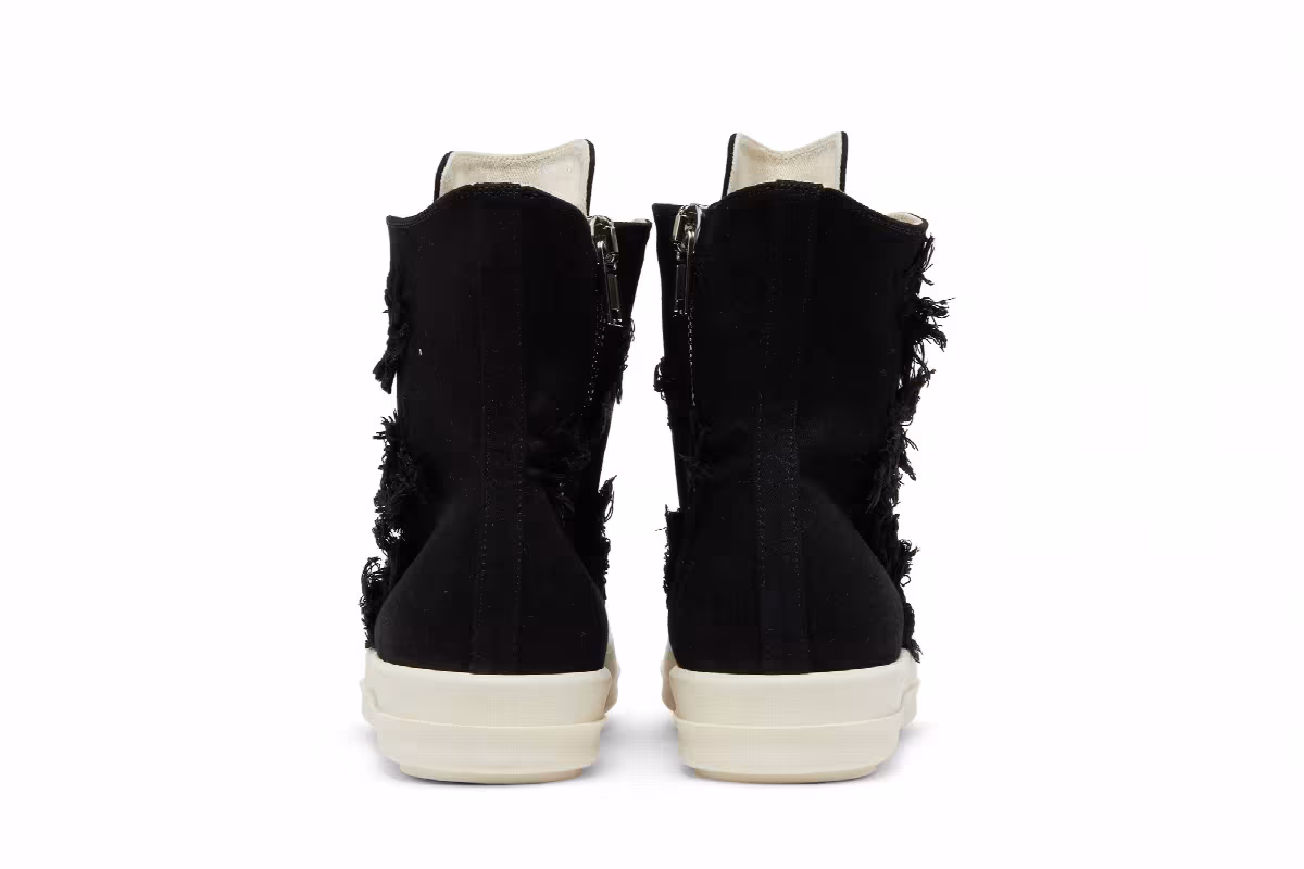 Rick Owens DRKSHDW Strobe Cotton Denim Slashed High Black Milk, view 7