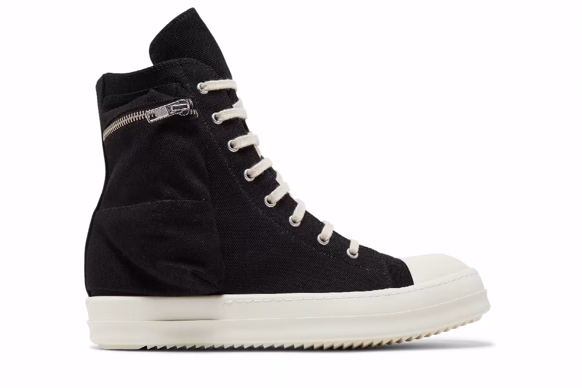 Rick Owens DRKSHDW Strobe Cotton Denim Cargo High Black Milk, view 2