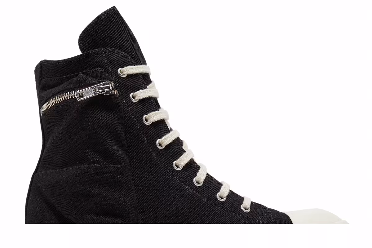 Rick Owens DRKSHDW Strobe Cotton Denim Cargo High Black Milk, view 3