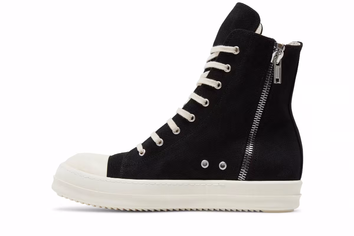 Rick Owens DRKSHDW Strobe Cotton Denim Cargo High Black Milk, view 4